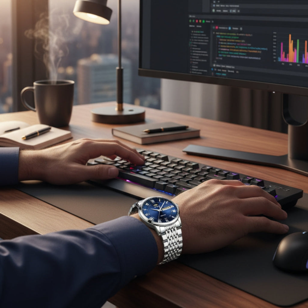 The New VIOKAI Men's Business Watch Calendar Week Display Waterproof Dual Calendar Casual Quartz Watch Men'S Sports Watch