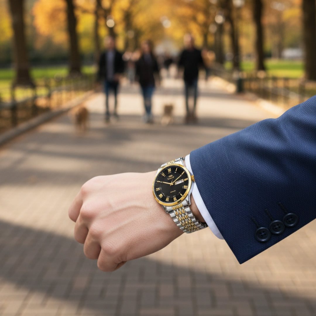 The New VIOKAI Men's Business Watch Calendar Week Display Waterproof Dual Calendar Casual Quartz Watch Men'S Sports Watch