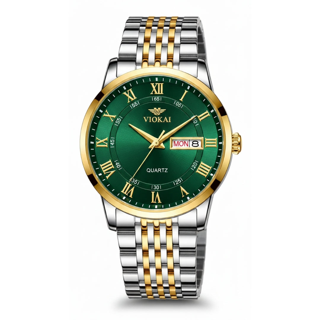 The New VIOKAI Men's Business Watch Calendar Week Display Waterproof Dual Calendar Casual Quartz Watch Men'S Sports Watch