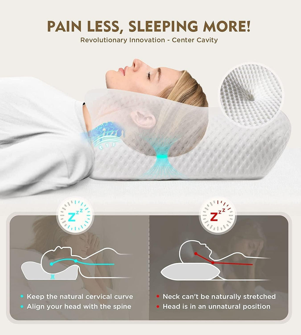 Memory Foam Cervical Pillow, 2 in 1 Ergonomic Contour Orthopedic Pillow for Neck Pain, Contoured Support Pillows,Neck Pillow