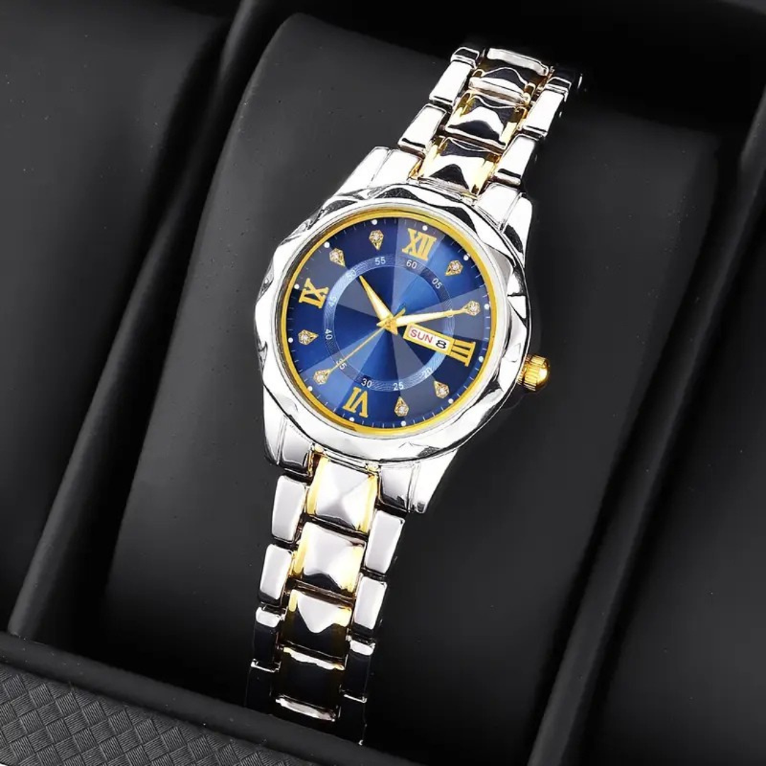 OLEVS Couple Watches His and Her Fashion Dresse Romantic Set Pair Matching Stainless Steel Strap Luminous Waterproof Wrist Watch