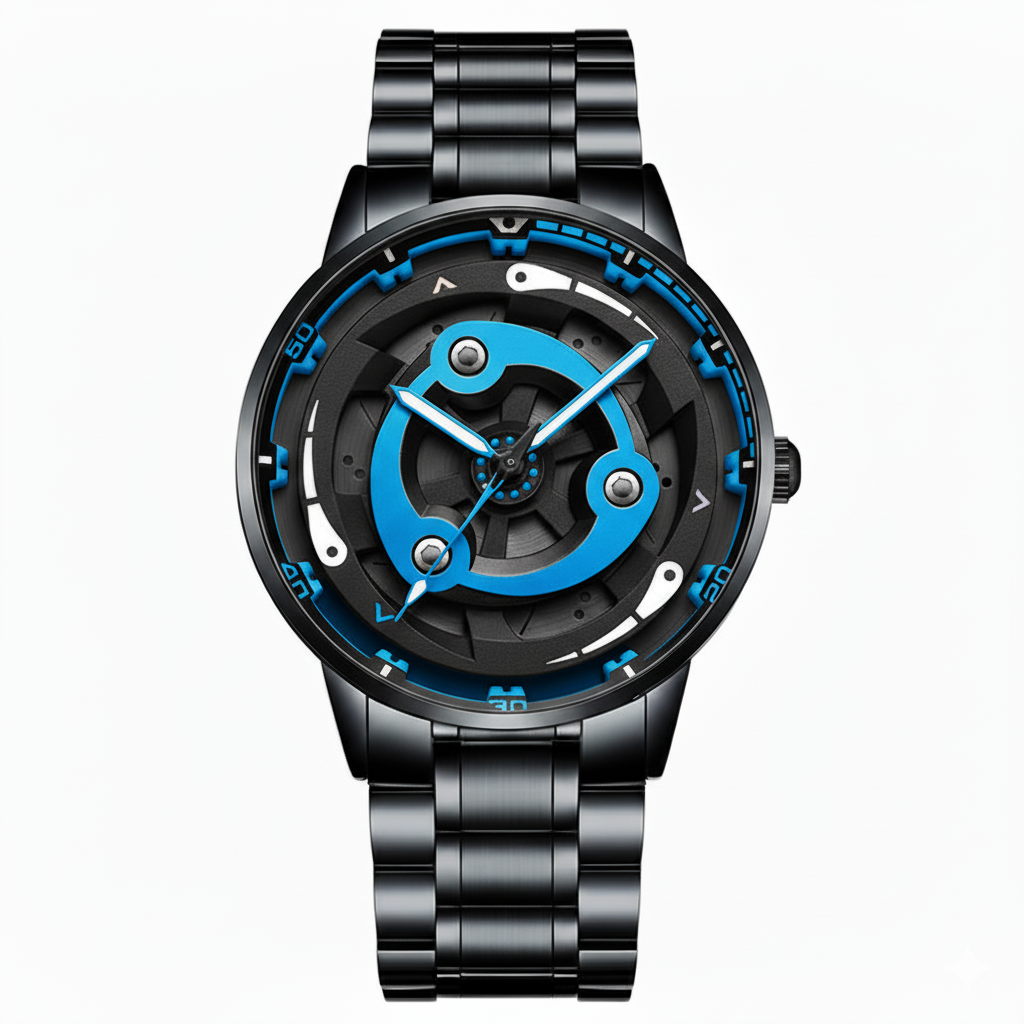 Ninja Wheel Dial 360 Rotating Stainless Steel Watch.