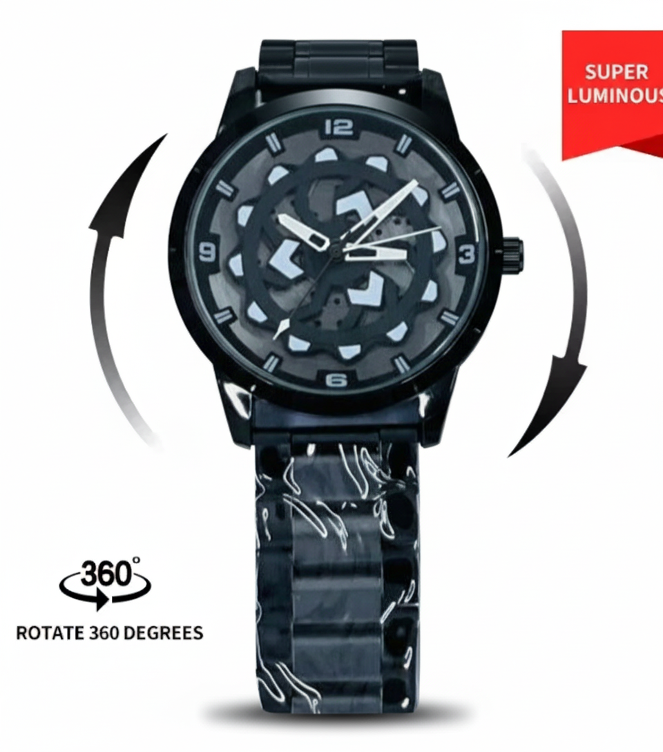 Ninja Wheel Dial 360 Rotating Stainless Steel Watch.