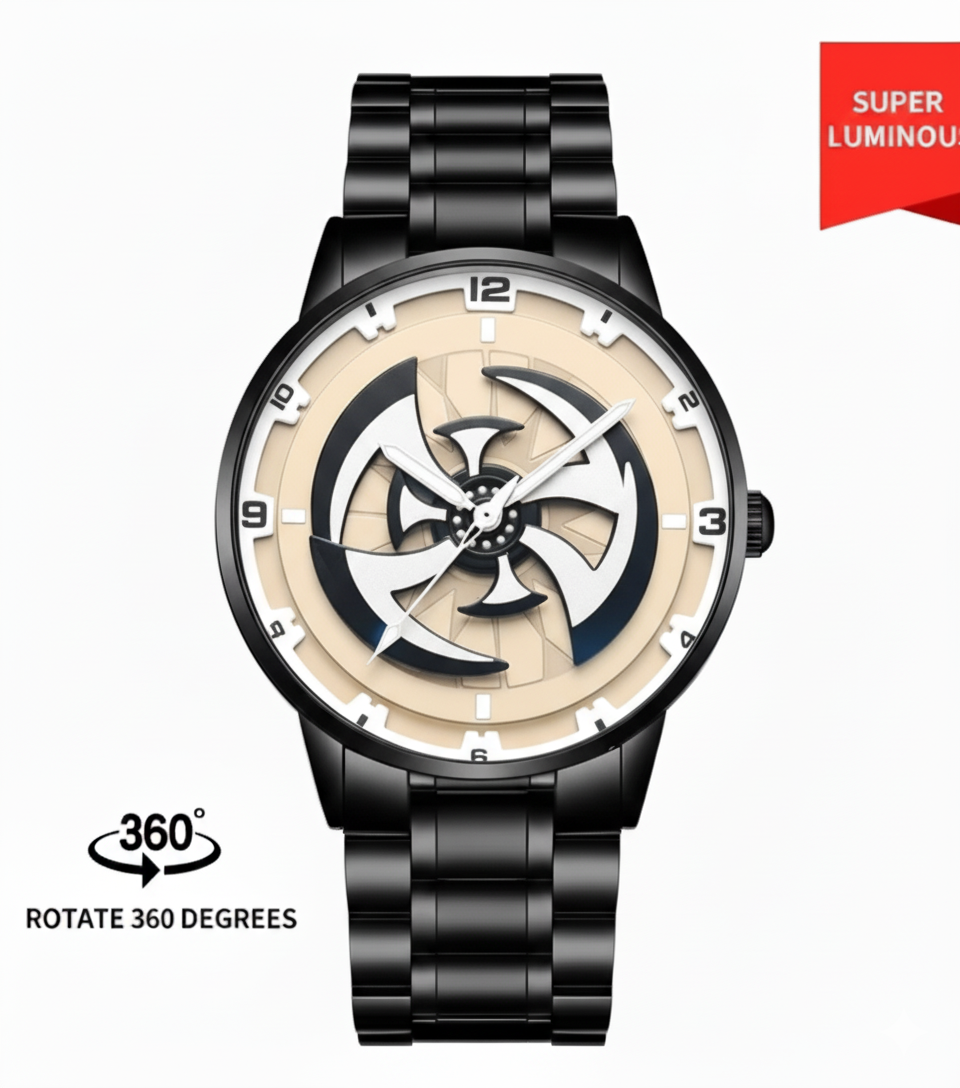 Ninja Wheel Dial 360 Rotating Stainless Steel Watch.