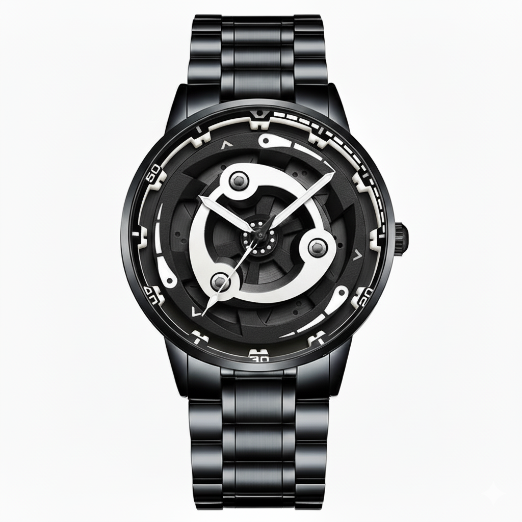 Ninja Wheel Dial 360 Rotating Stainless Steel Watch.