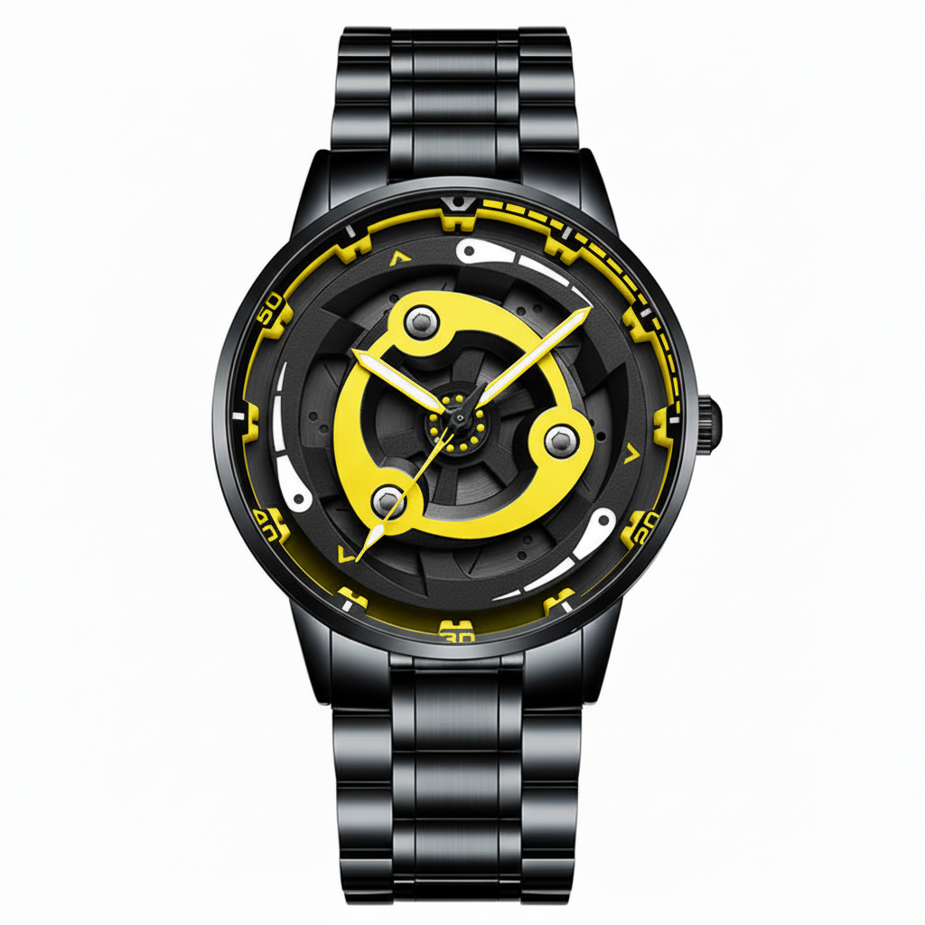 Ninja Wheel Dial 360 Rotating Stainless Steel Watch.