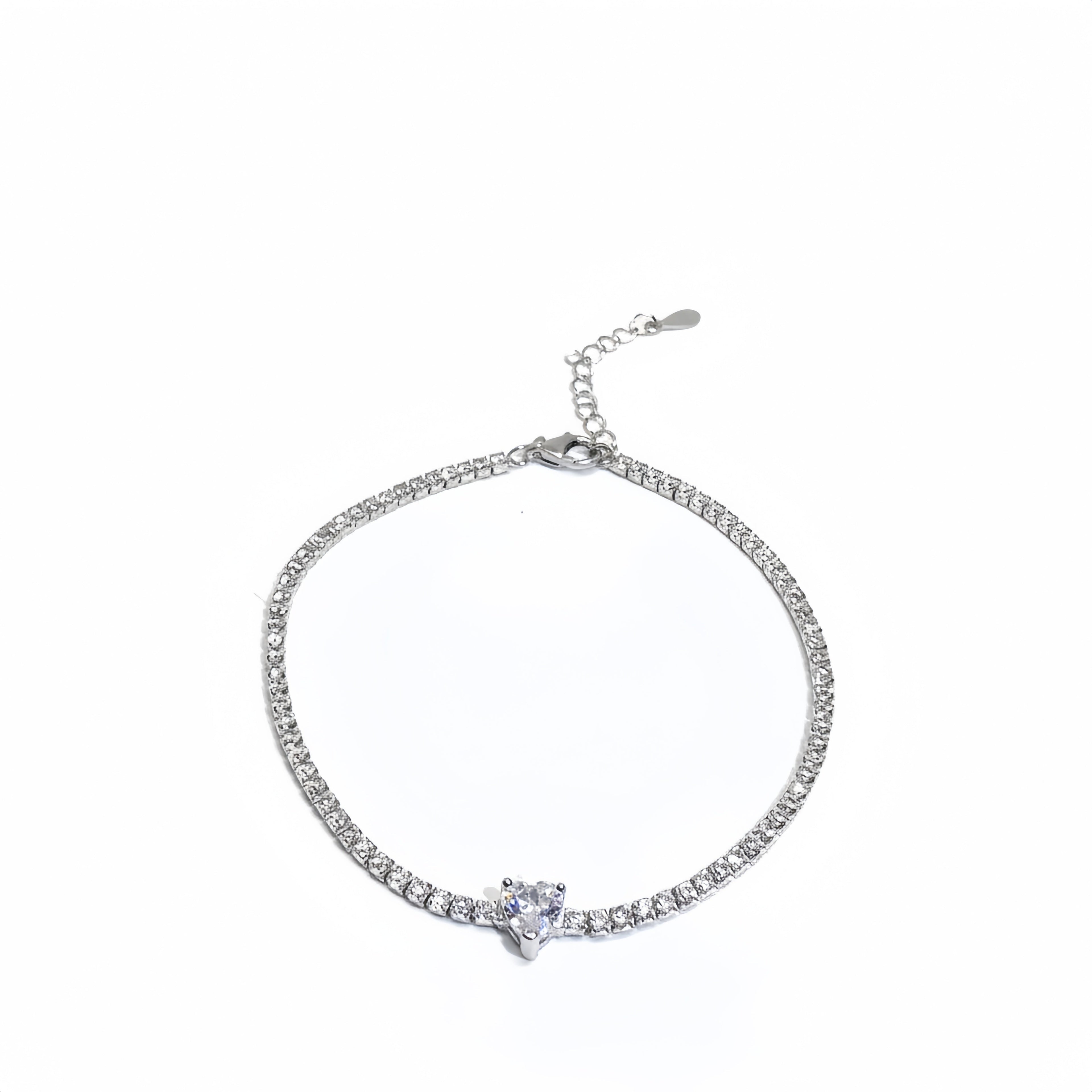 Elegant Cubic Zirconia Tennis Bracelet with Solitaire Centerpiece