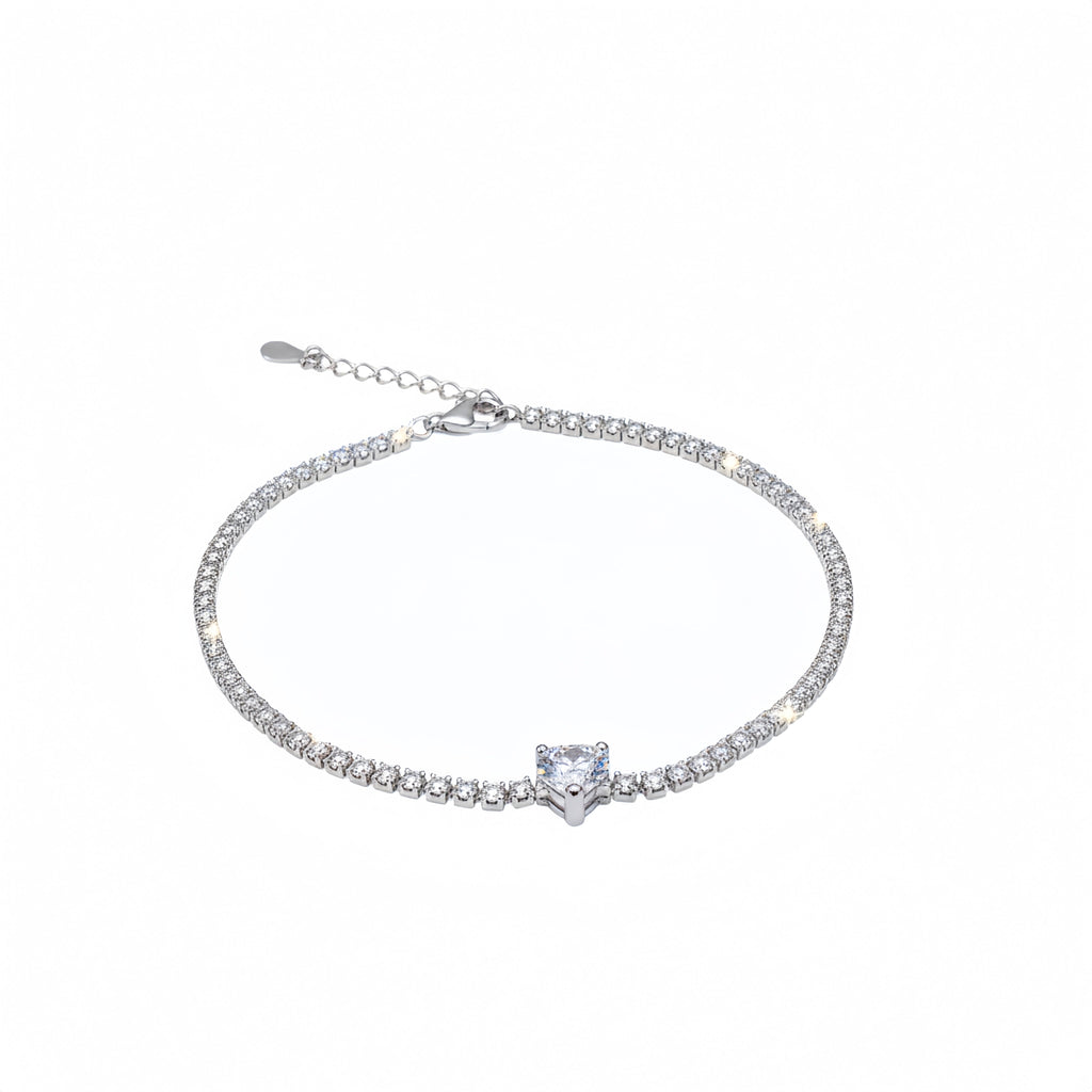 Elegant Cubic Zirconia Tennis Bracelet with Solitaire Centerpiece