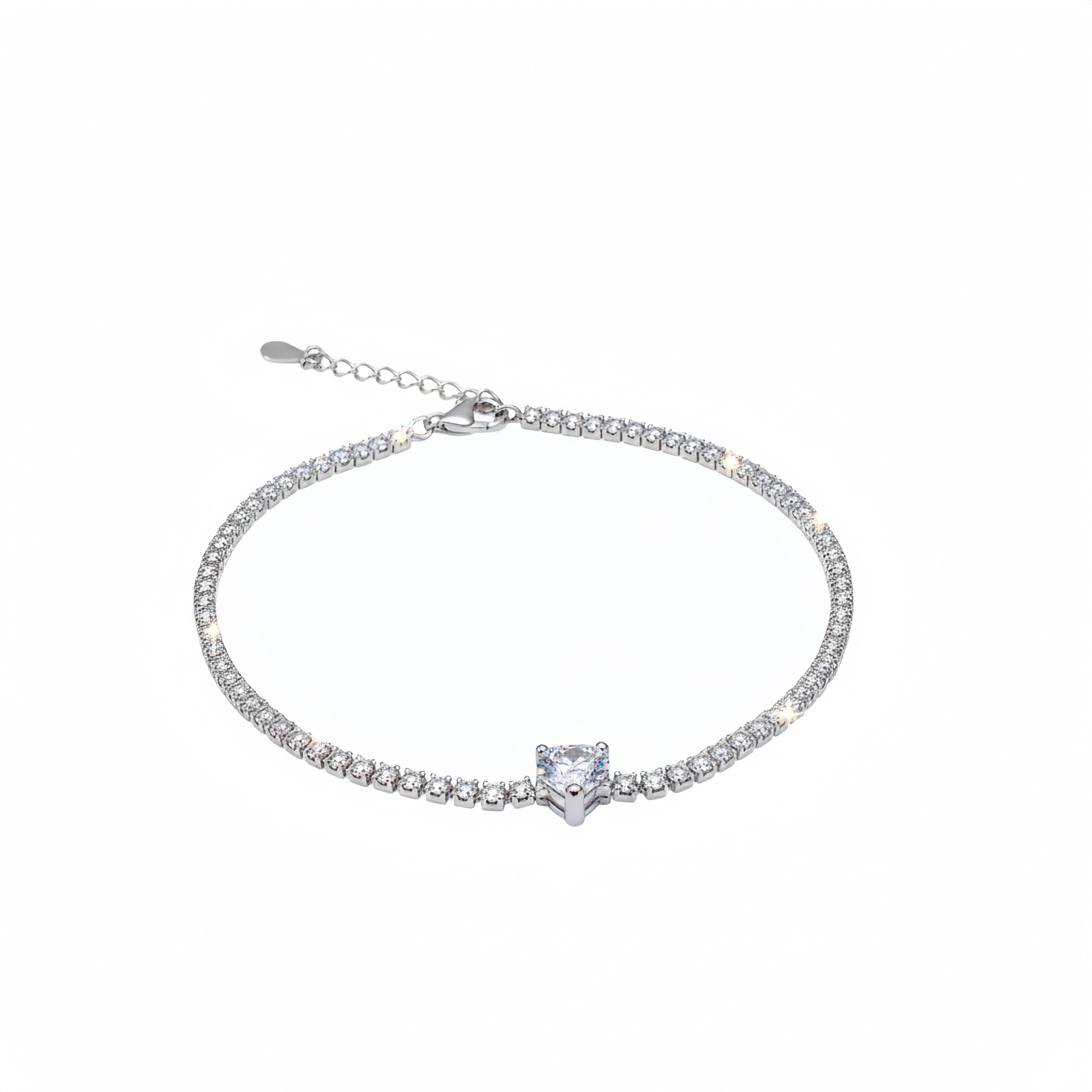Elegant Cubic Zirconia Tennis Bracelet with Solitaire Centerpiece