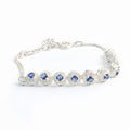 Elegant Sliver Bracelet With Sapphire Blue Gemstones